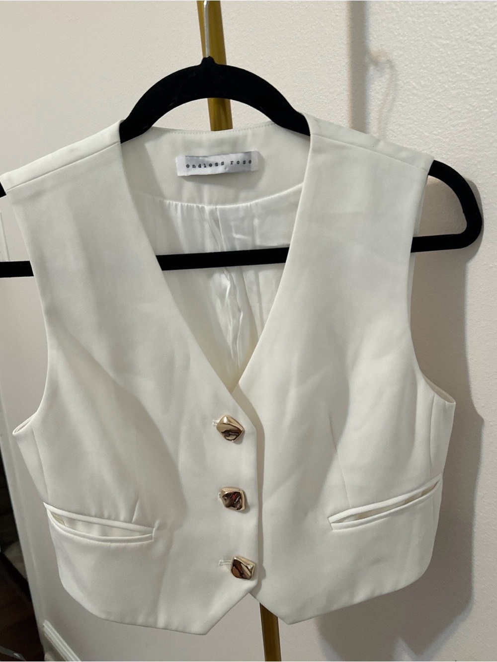 Endless Rose White Button Front Vest